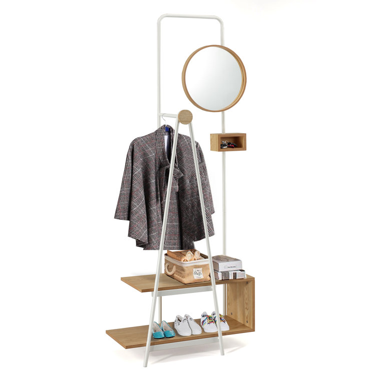 Tomasucci Freestanding Coat Stand with Storage in White Wayfair.co.uk